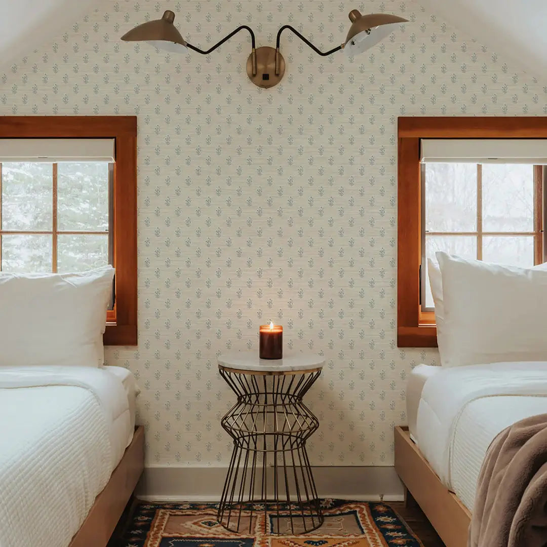 Tiny Blooms Faux Grasscloth Peel & Stick Wallpaper