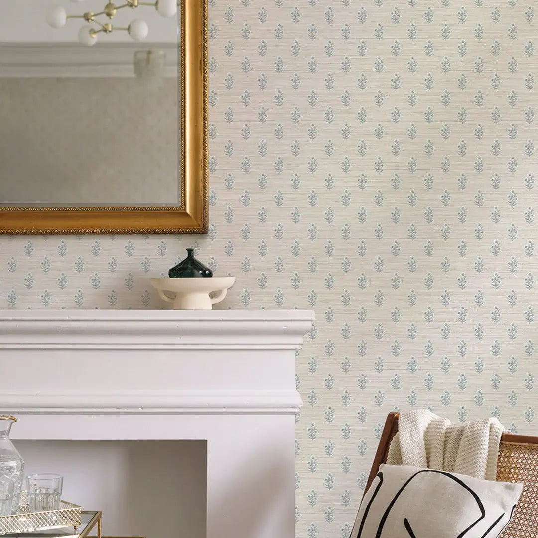 Tiny Blooms Faux Grasscloth Peel & Stick Wallpaper
