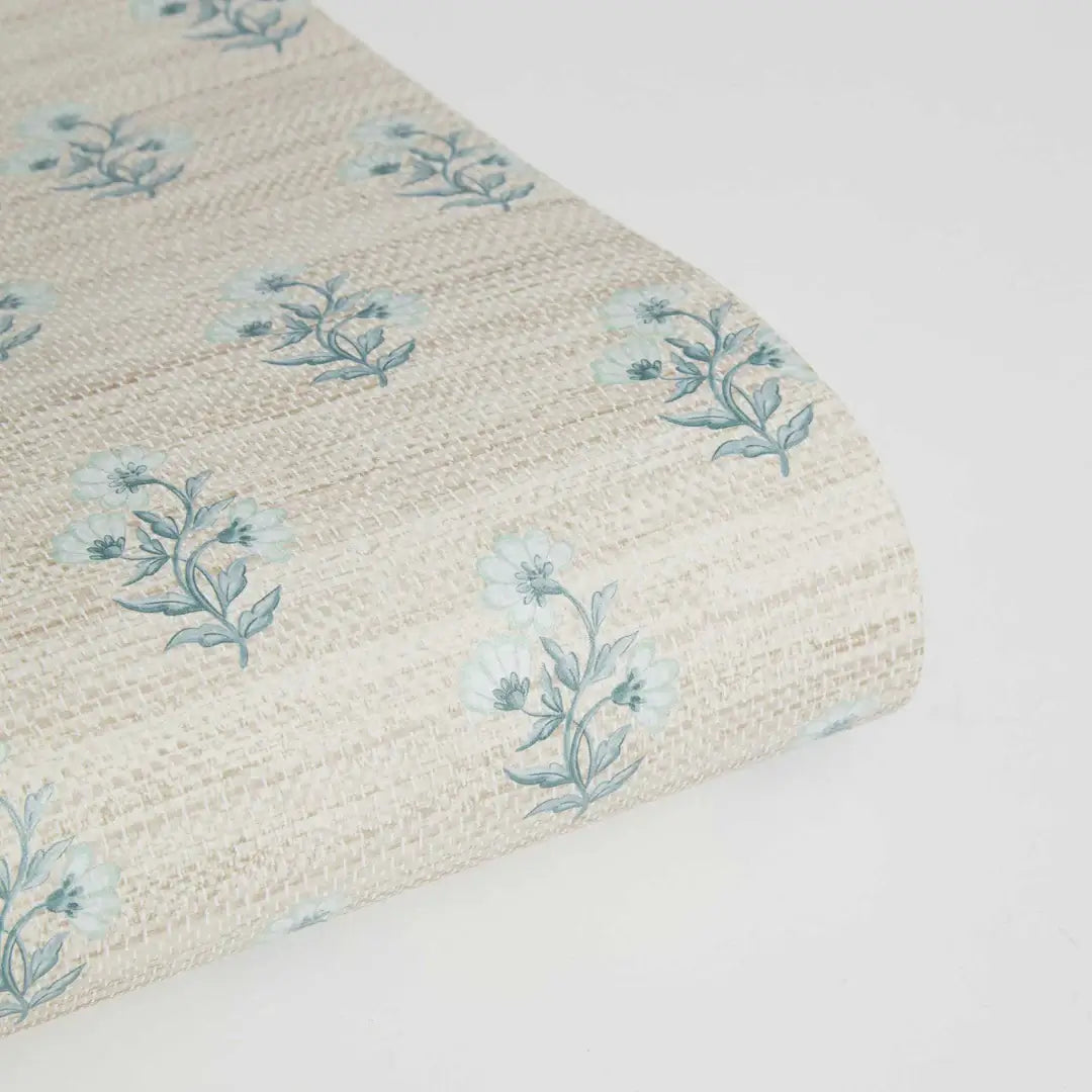 Tiny Blooms Faux Grasscloth Peel & Stick Wallpaper