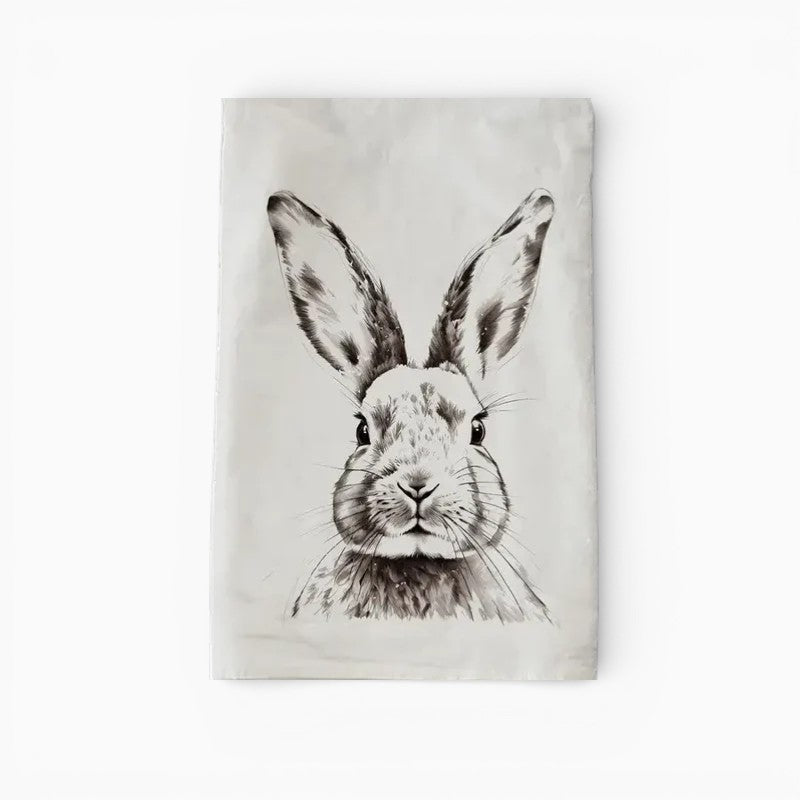 Hand Drawn Rabbit Dishtowel