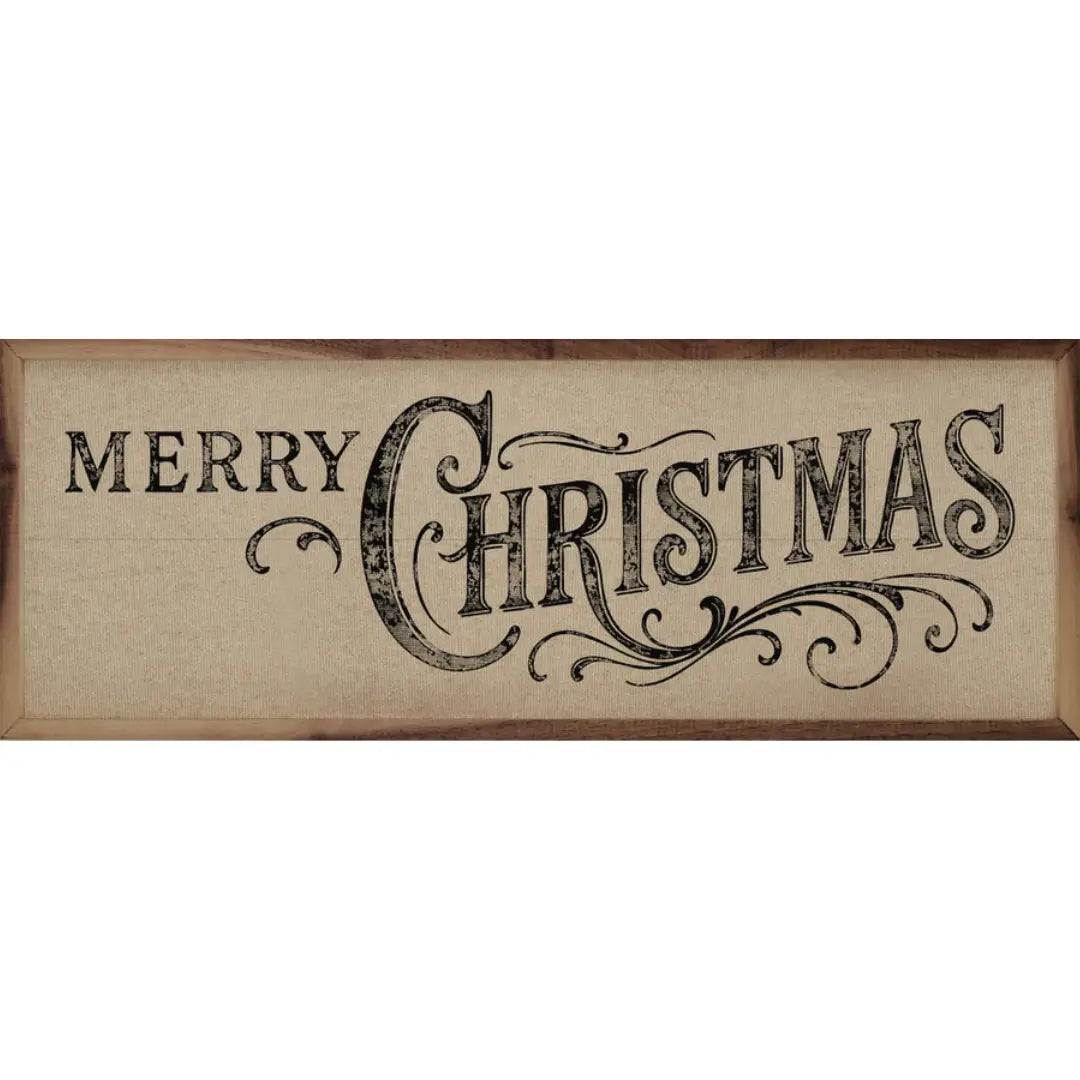 Narrow Ornate Merry Christmas Wood Framed Print