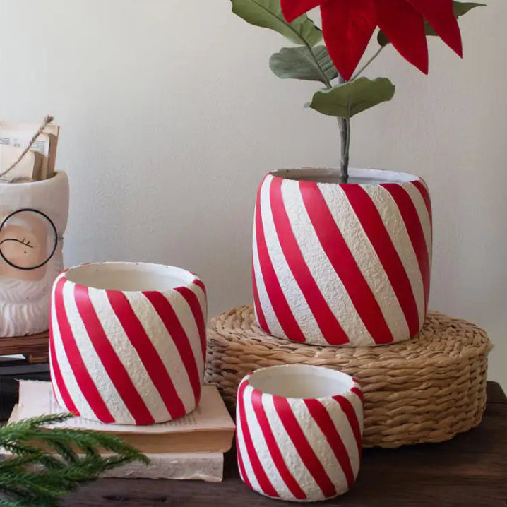 Concrete Candy Cane Planter Set