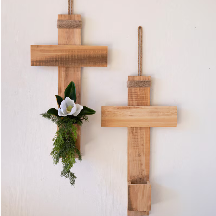 Recycled Pine Cross Wall Planter Set