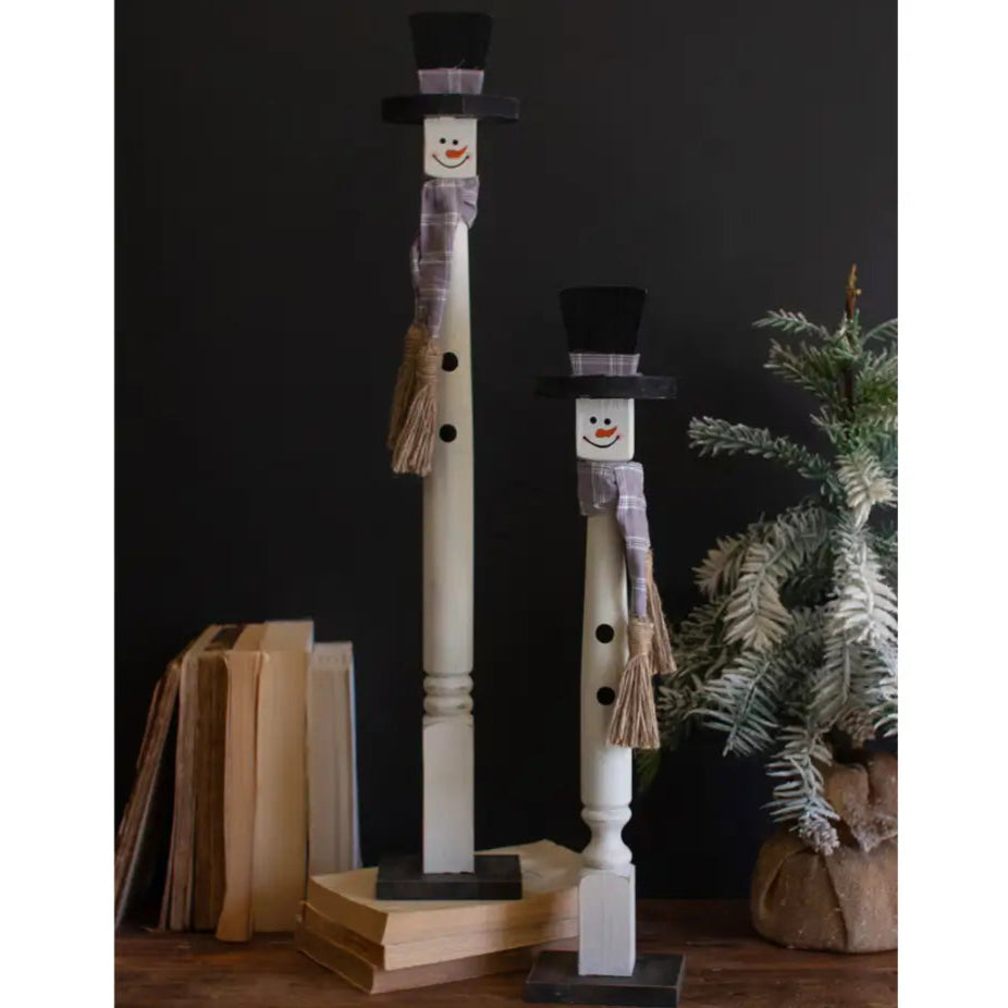 Turned Wood Snowman Set