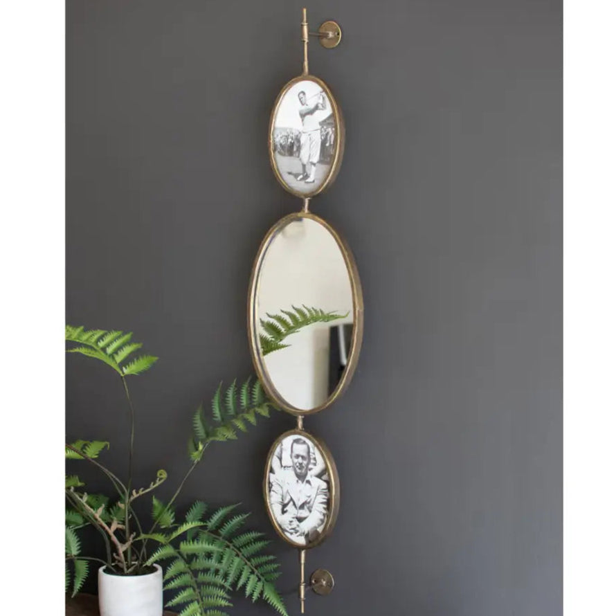 Antique Gold Rotating Wall Mirror & Photo Frames