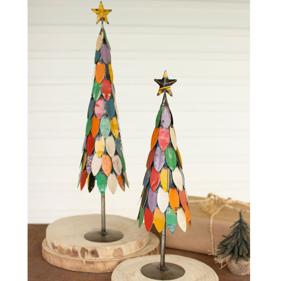 Recycled Metal Christmas Tree Set