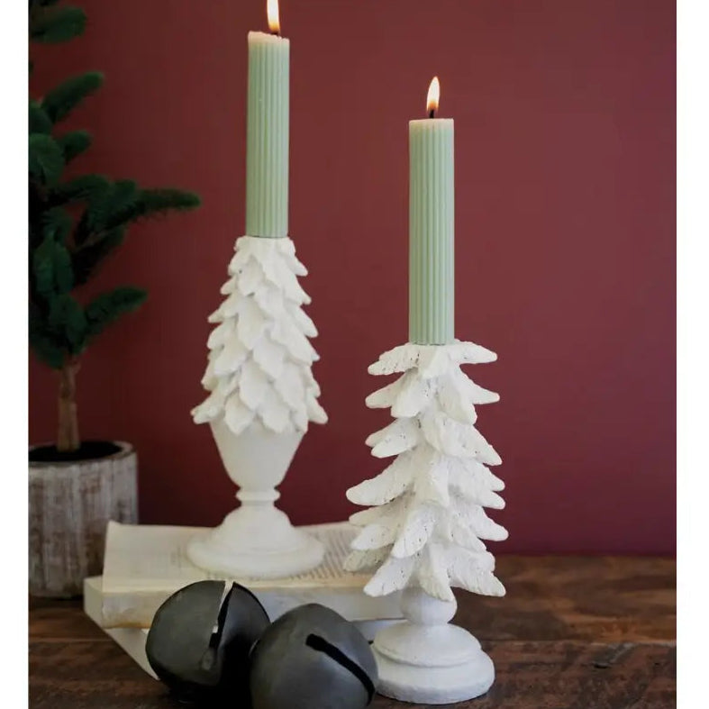 Polyresin Christmas Tree Candle Holder Set