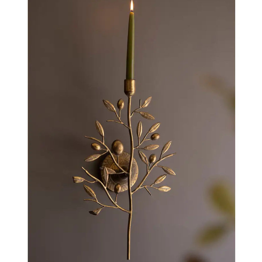 Antique Brass Fruit Tree Taper Wall Sconce