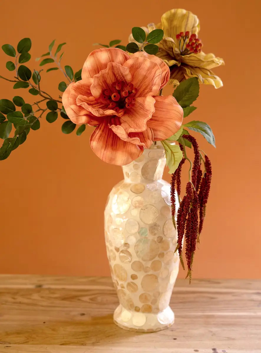 Spun Bamboo & Neutral Capiz Shell Vase