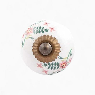 Vintage Floral Brass Knob