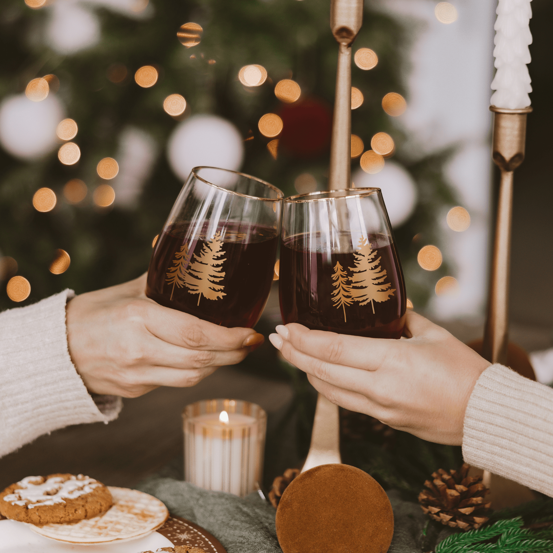 Trees Stemless Wine Glass Set