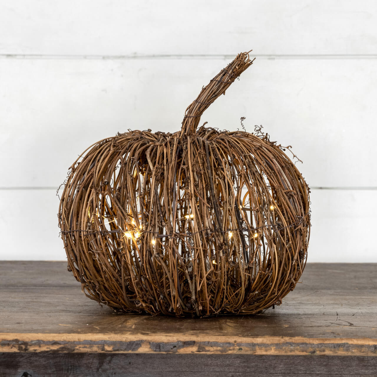 Lighted Rattan Pumpkin