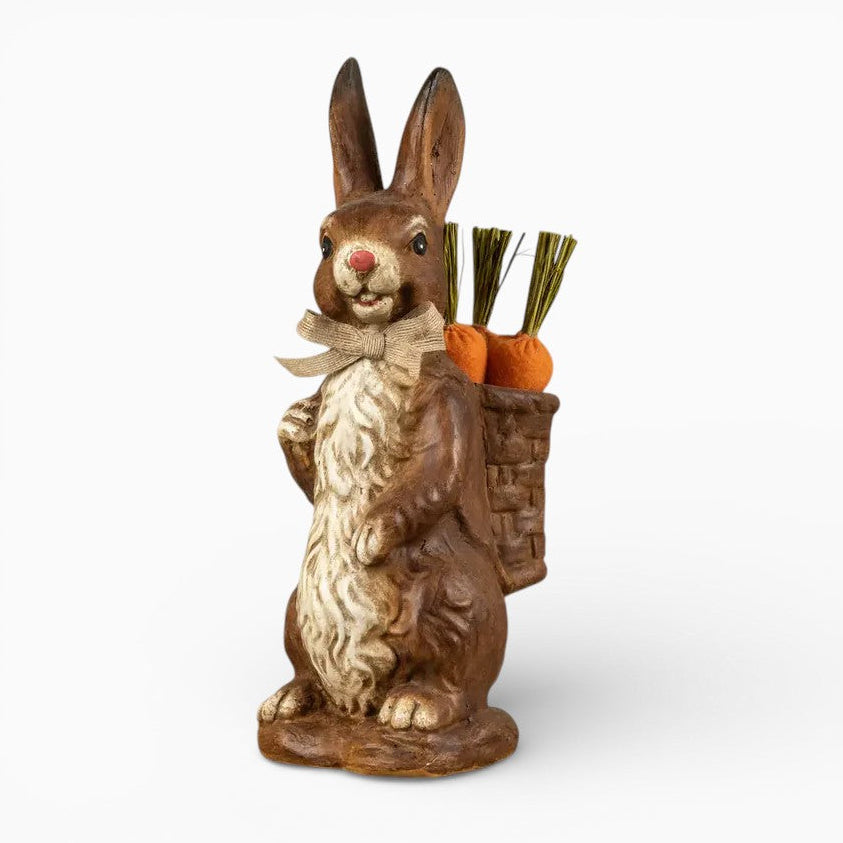 Brown Bunny With Basket Of Carrots