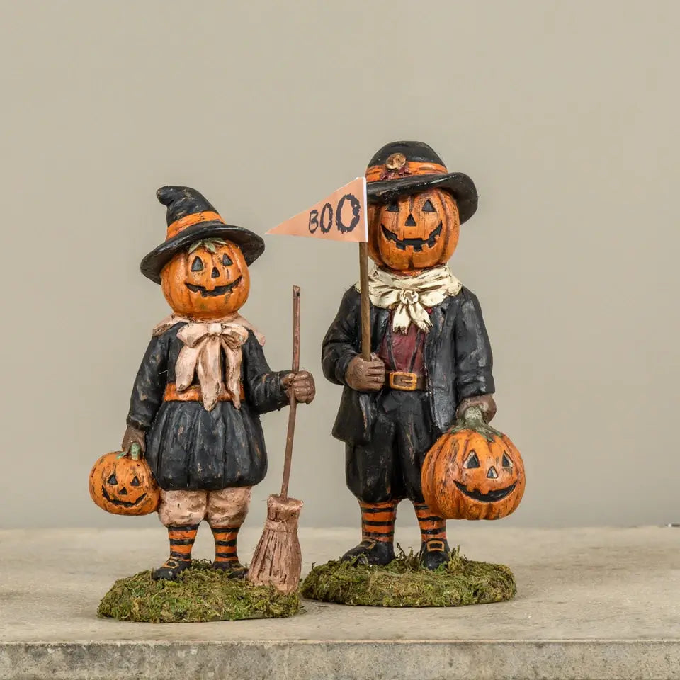 Vintage Pumpkin Trick-or-Treater Figurine