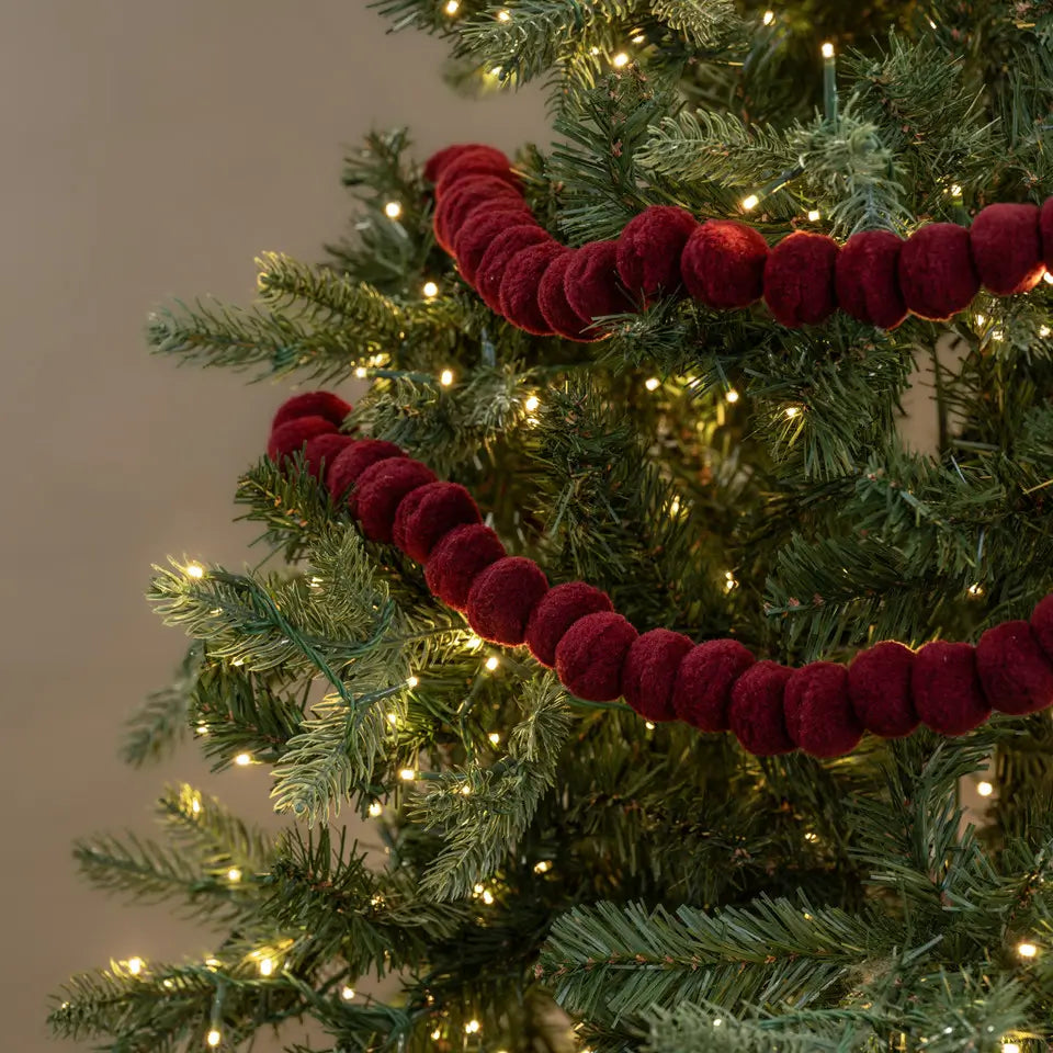 Dark Red Pom Pom Garland
