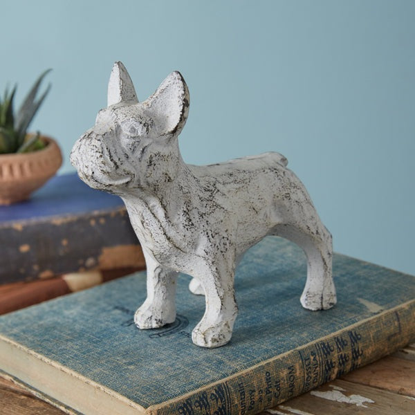 White Cast Iron Boston Terrier Figurine