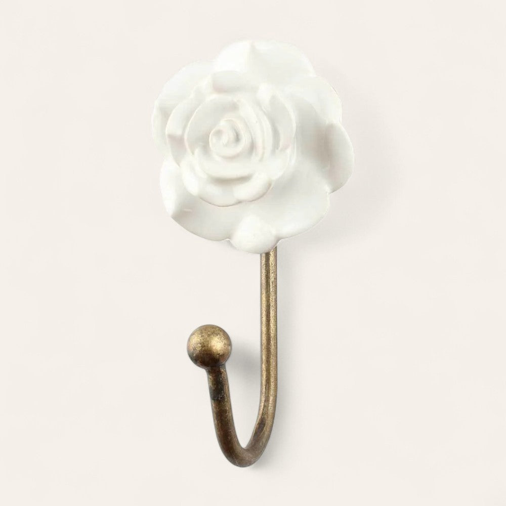 White Rose Wall Hook