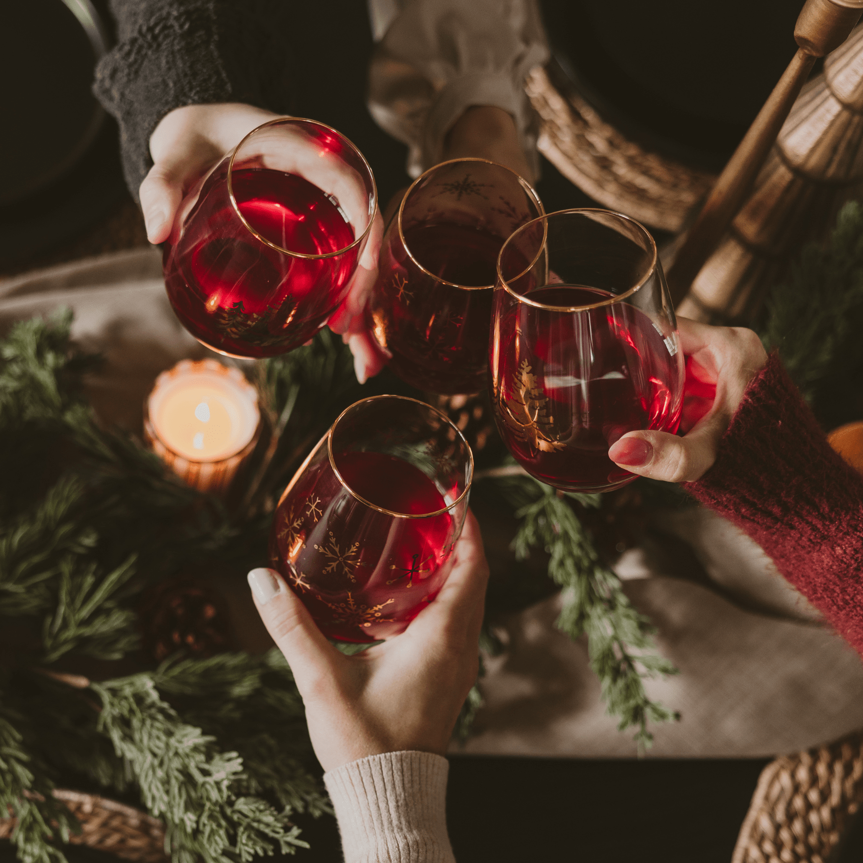 Snowflakes Stemless Wine Glass Set