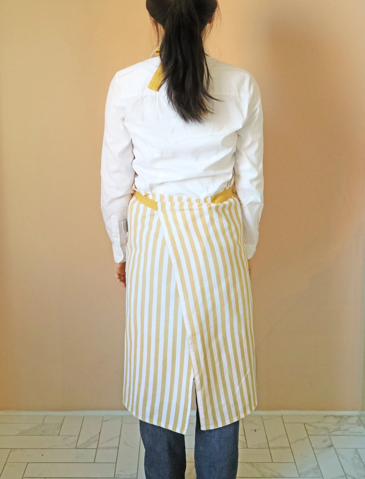 Yellow Stripe Bib Apron