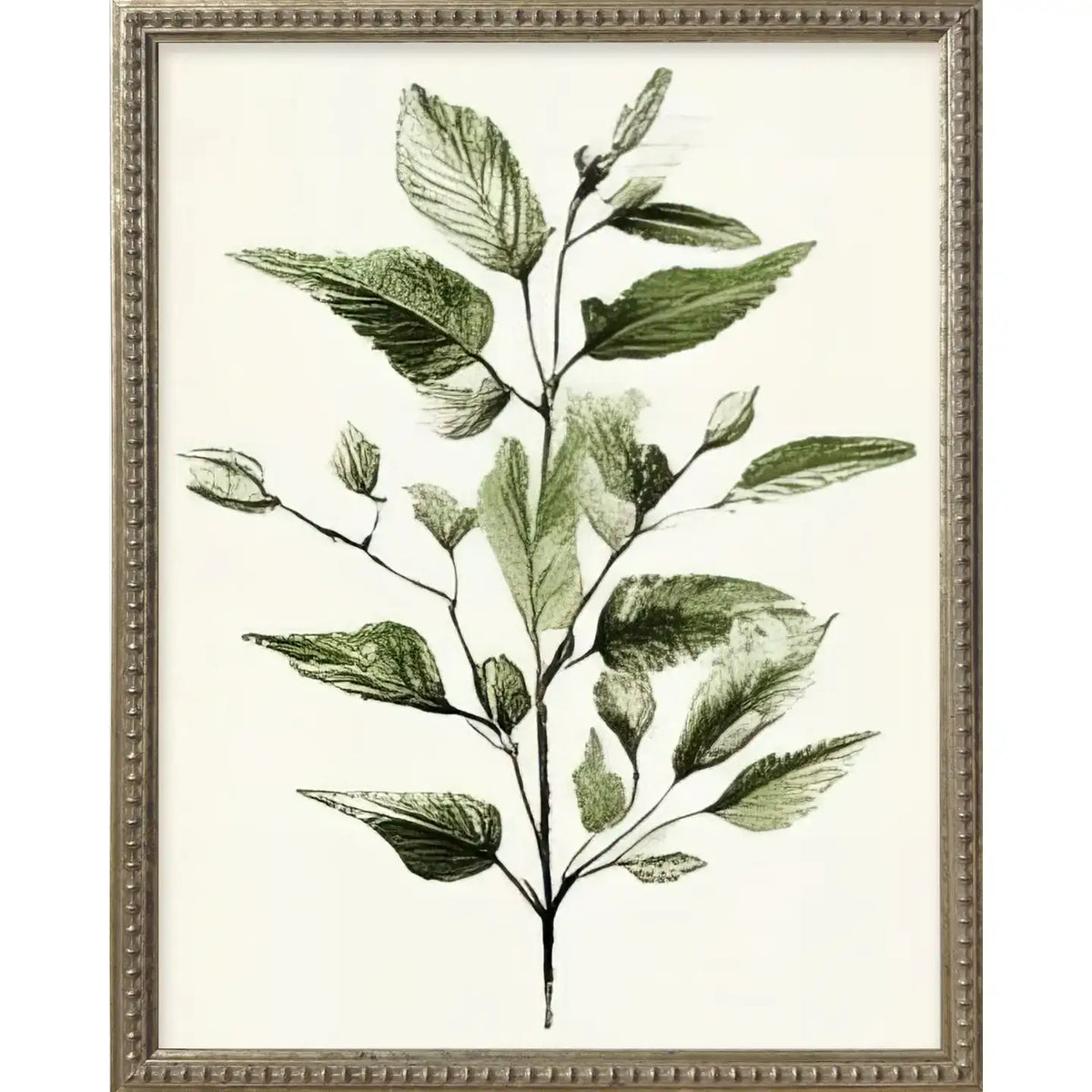 Green Botanicals Silver Bead Gallery Frame Art Set