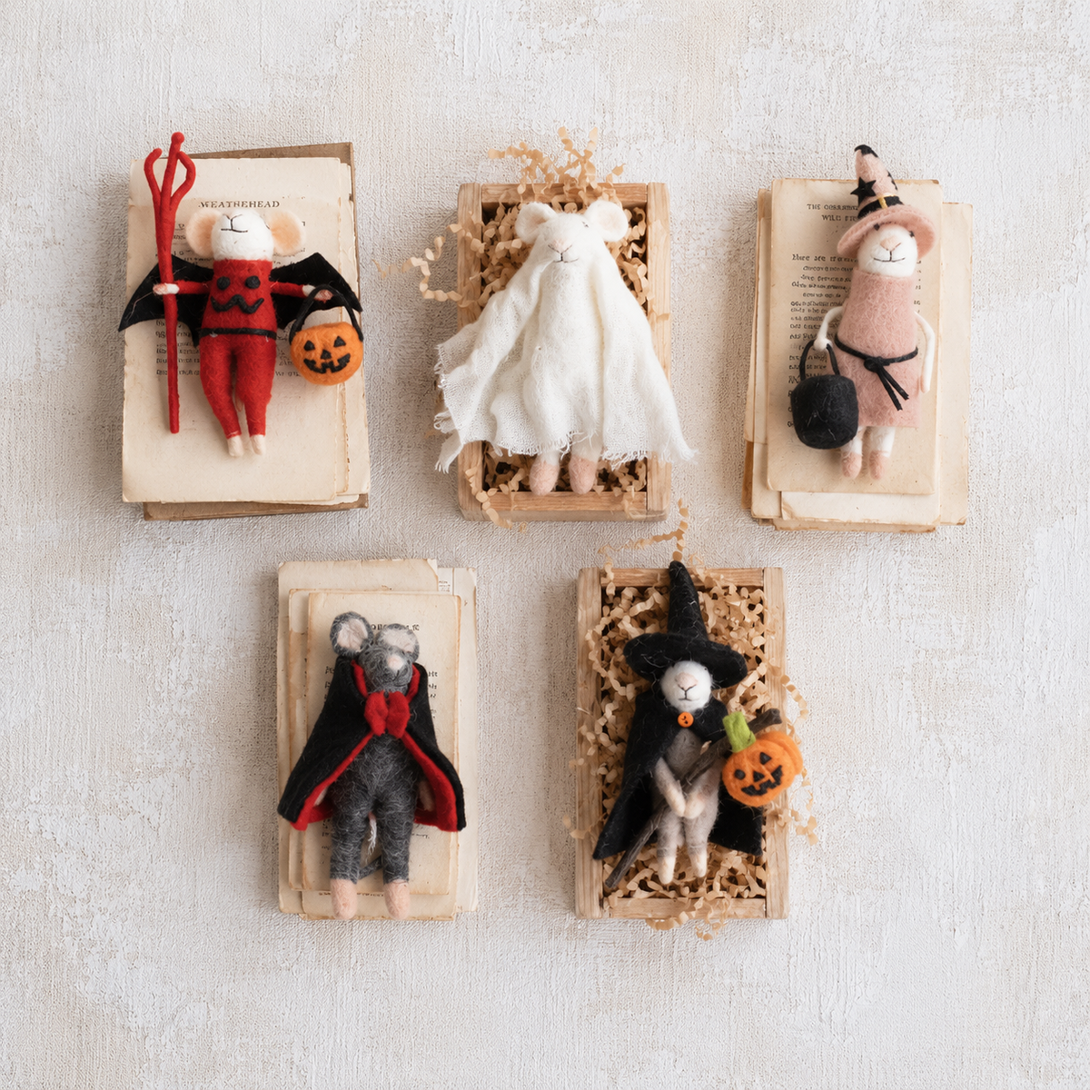 Wool Felt Halloween Costume Mouse Ornament