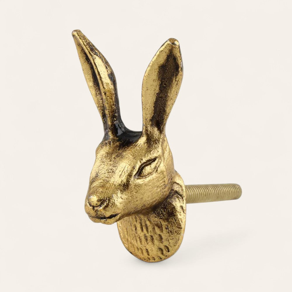 Antiqued Gold Rabbit Knob