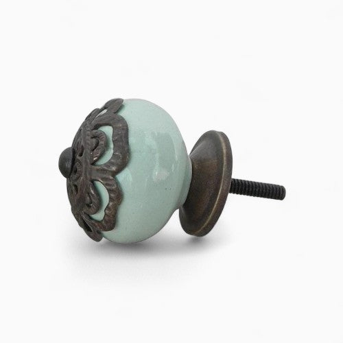 Antiqued Bronze Overlay Light Green Knob