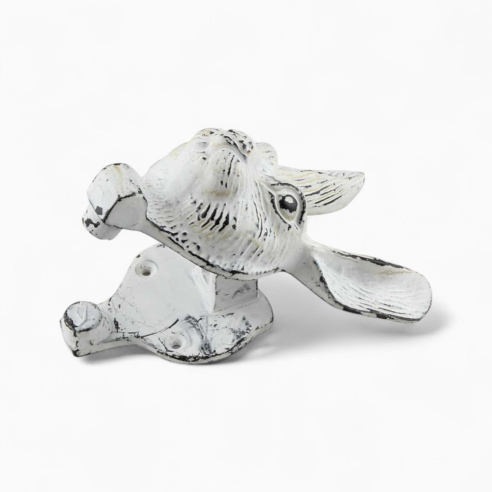 Antiqued White Rabbit Door Knocker
