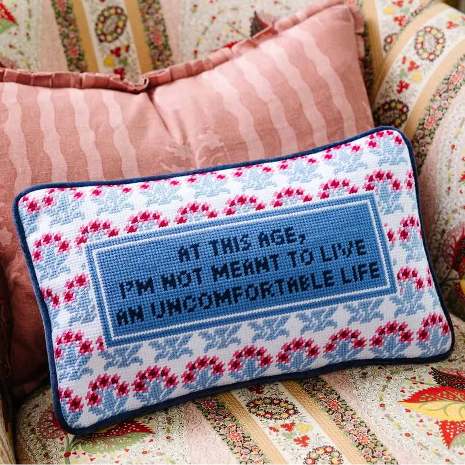 Uncomfortable Life Needlepoint Pillow
