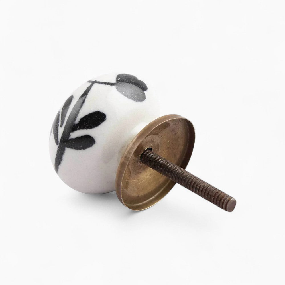 Black & White Floral Knob