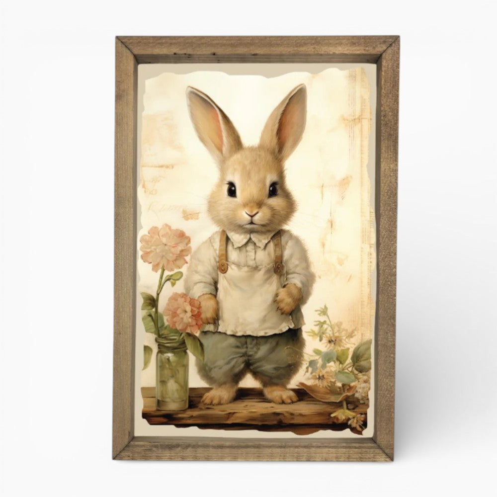 Vintage Bunny In Suspenders Framed Art