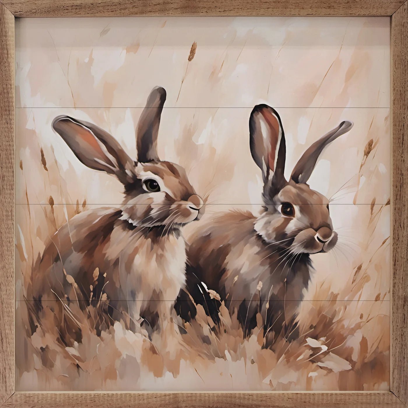 Brown Two Rabbits Wood Framed Print - A Cottage in the City