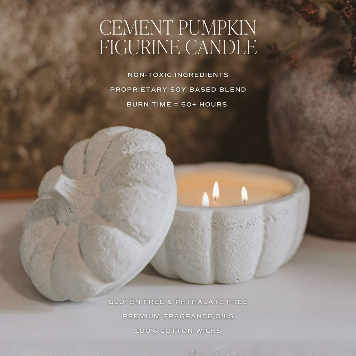 Cashmere & Vanilla Cement Pumpkin Jar Candle