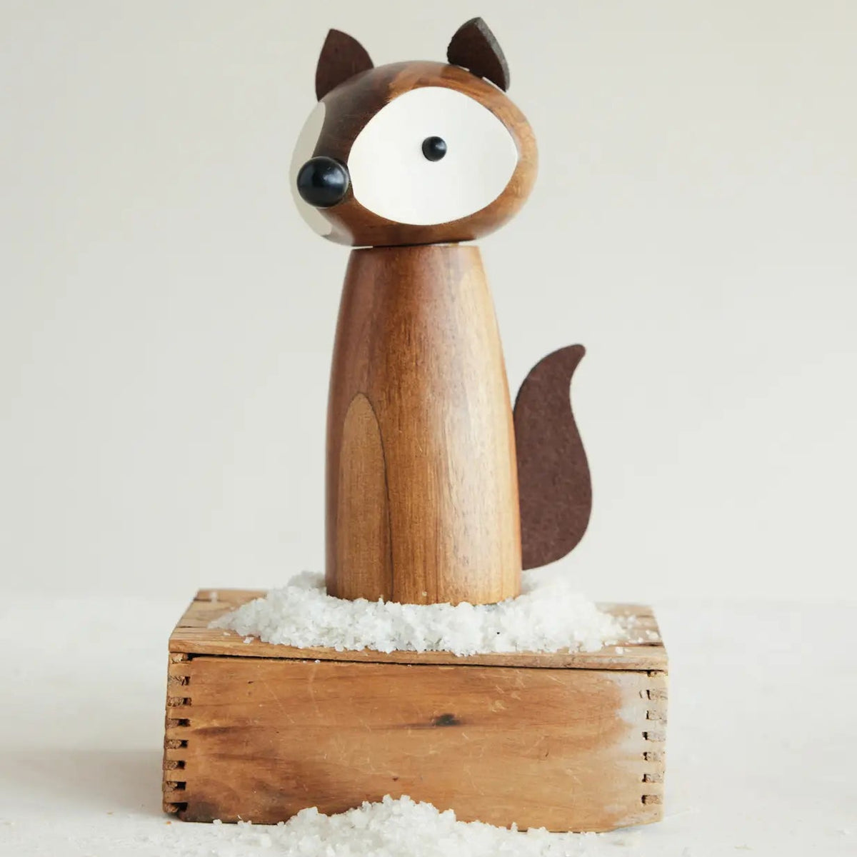 Acacia Wood Fox Shaped Salt Pepper Mill