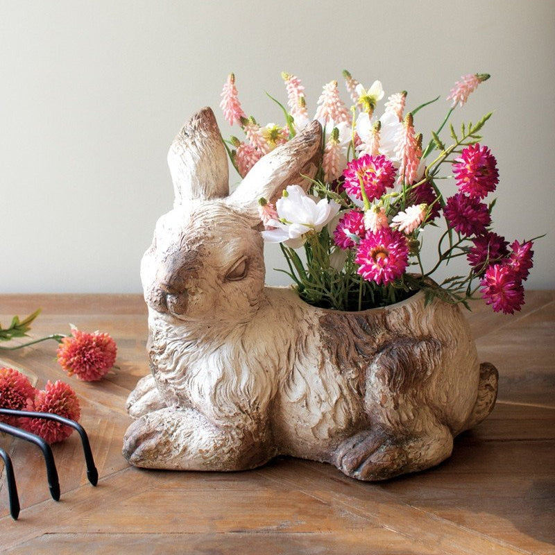 Faux Concrete Rabbit Planter