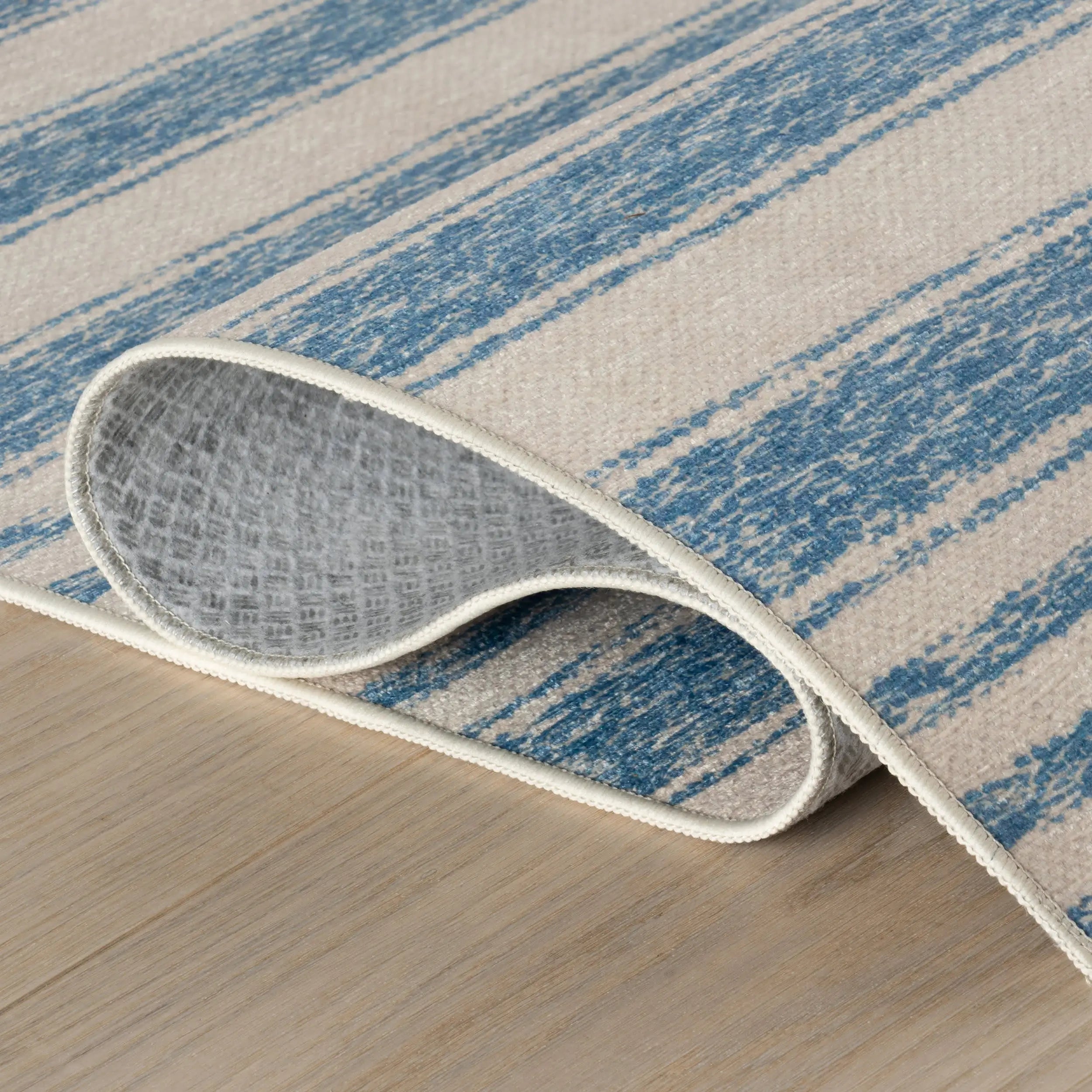 Vion Coastal Striped Machine Washable Rug