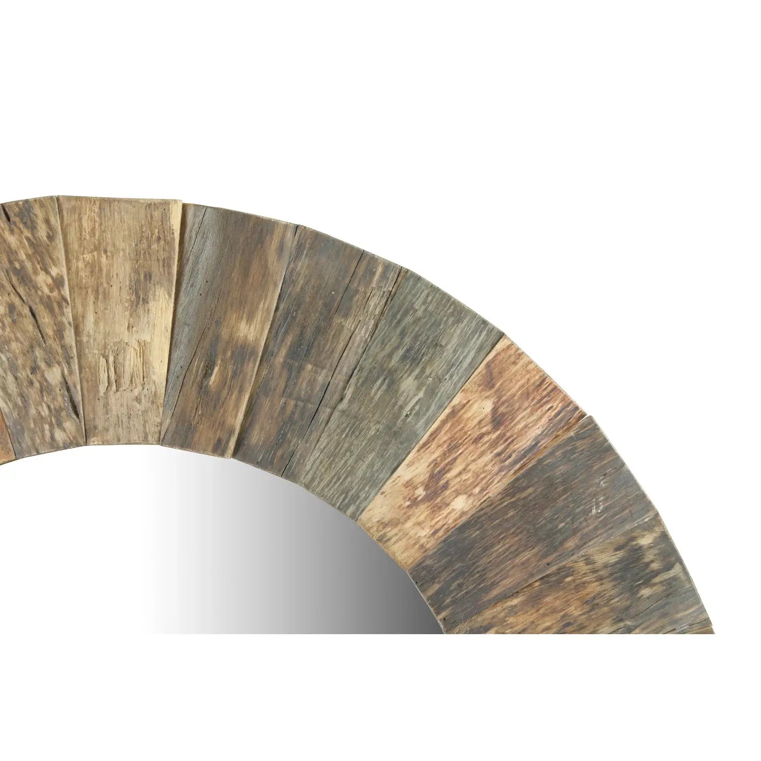 Rustic Round Wood Wall Mirror