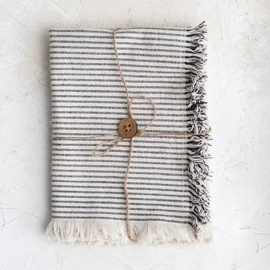 Farmhouse Striped Dishtowel With Fringe Set