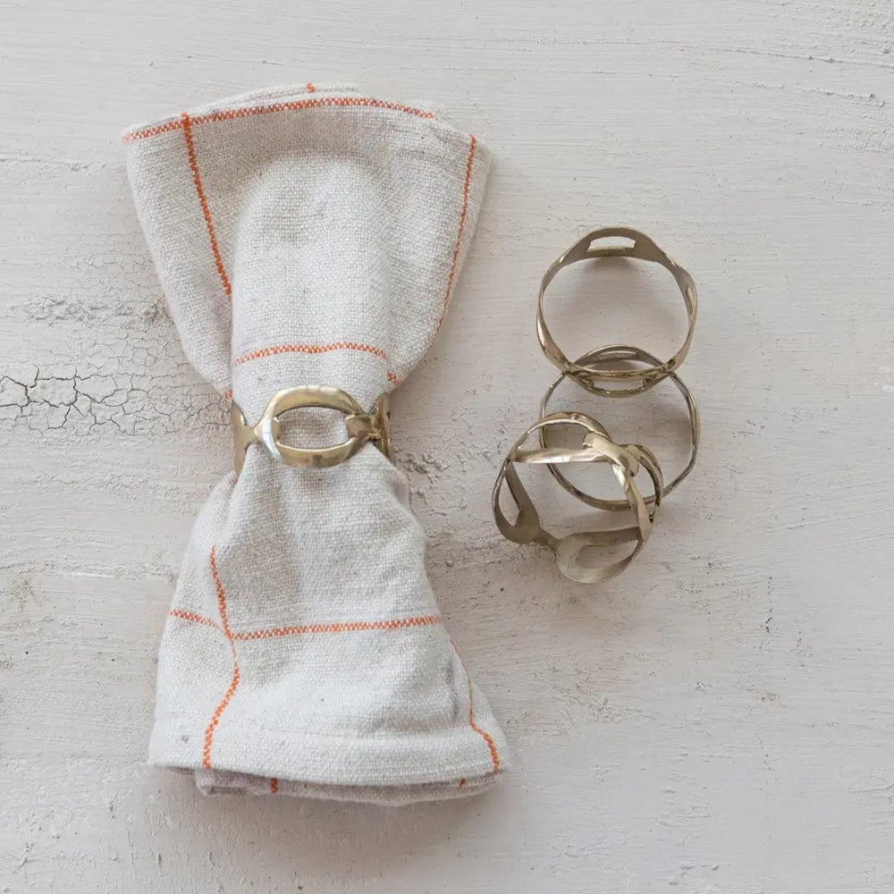 Brass Chain Shaped Napkin Ring Set