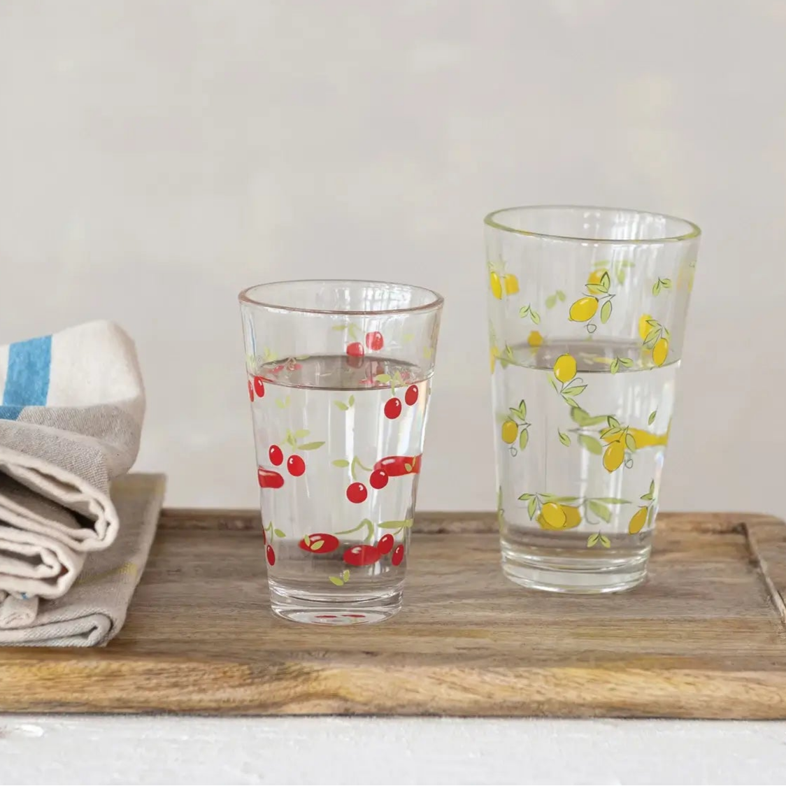 Lemons & Cherries Drinking Glass Set