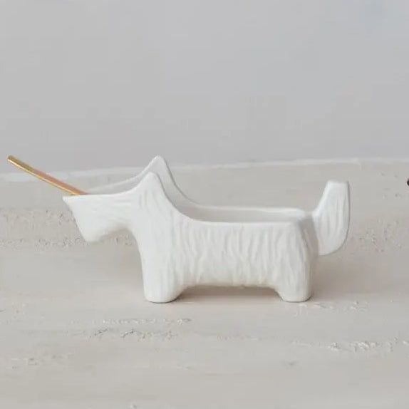 Stoneware Scottie Dog Shaped Spoon Holder