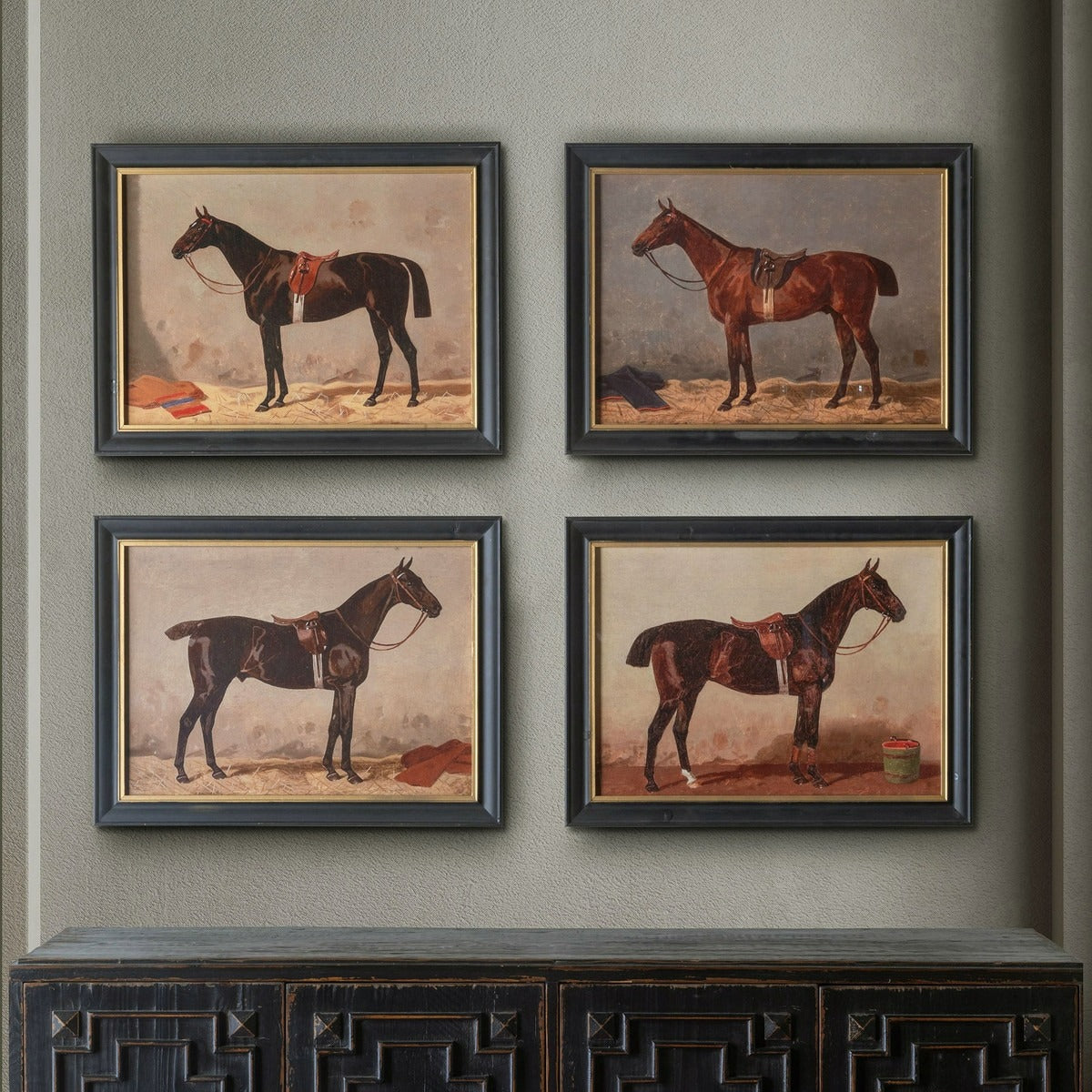 English Riding Horses Framed Print Set