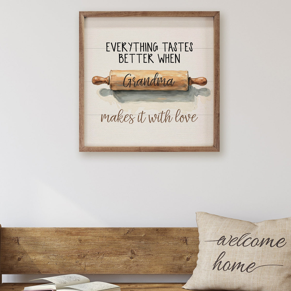Everything Tastes Better Personalized Name Wood Framed Print