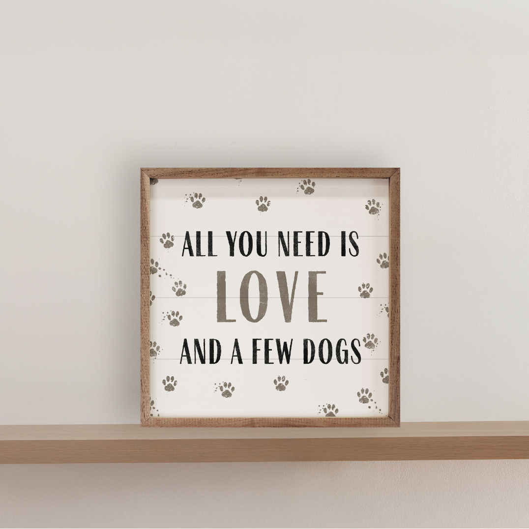 All You Need Is Love And Dogs Wood Framed Print