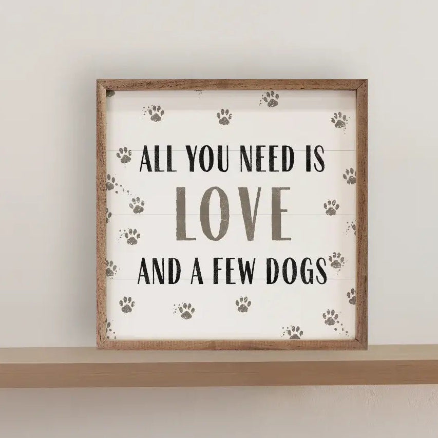 All You Need Is Love And Dogs Wood Framed Print