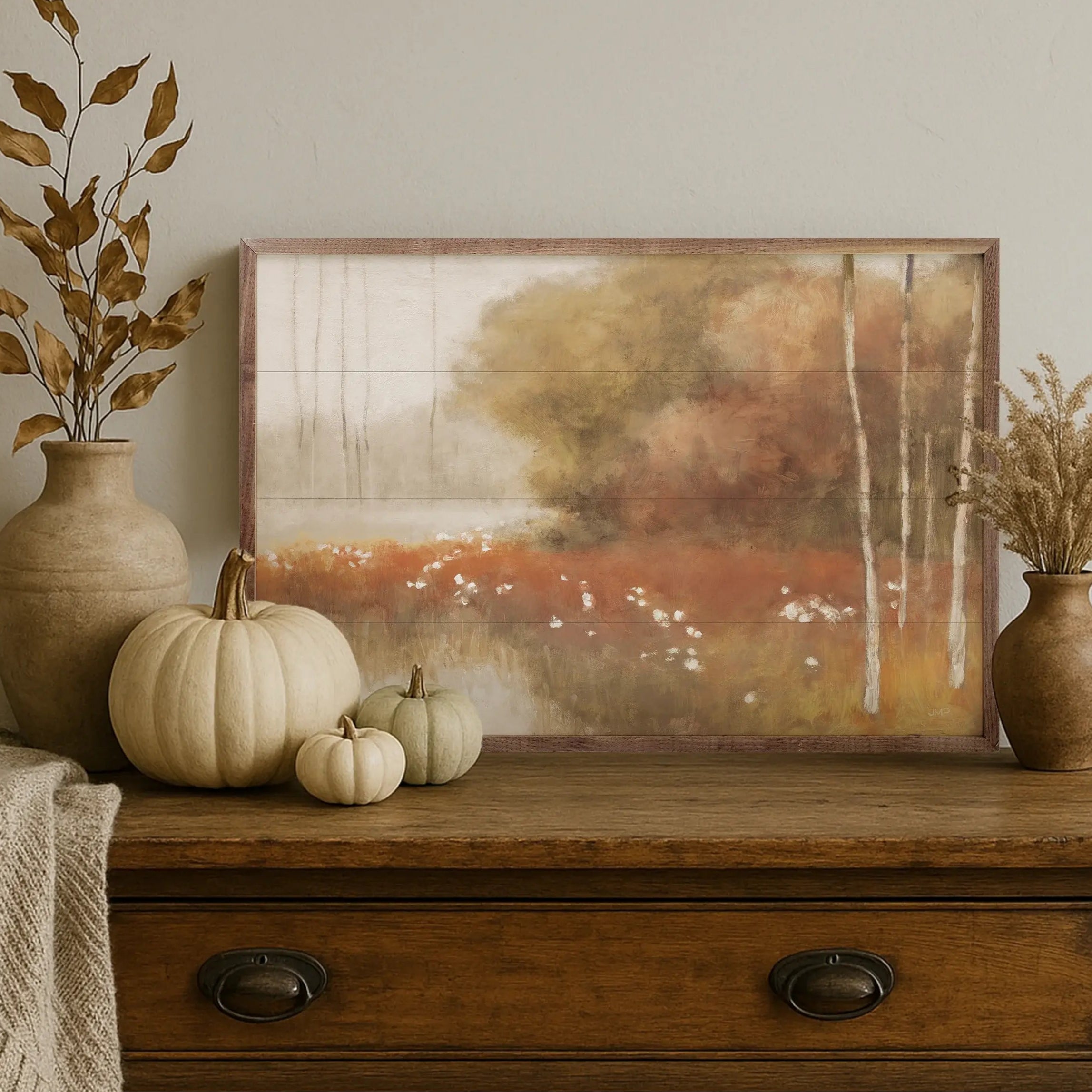 Autumn Mist Crop Wood Framed Print