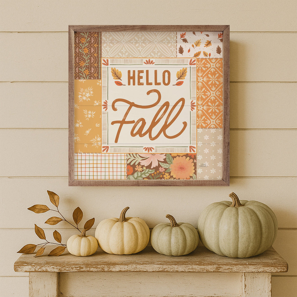 Blooming Autumn Hello Fall Wood Framed Print