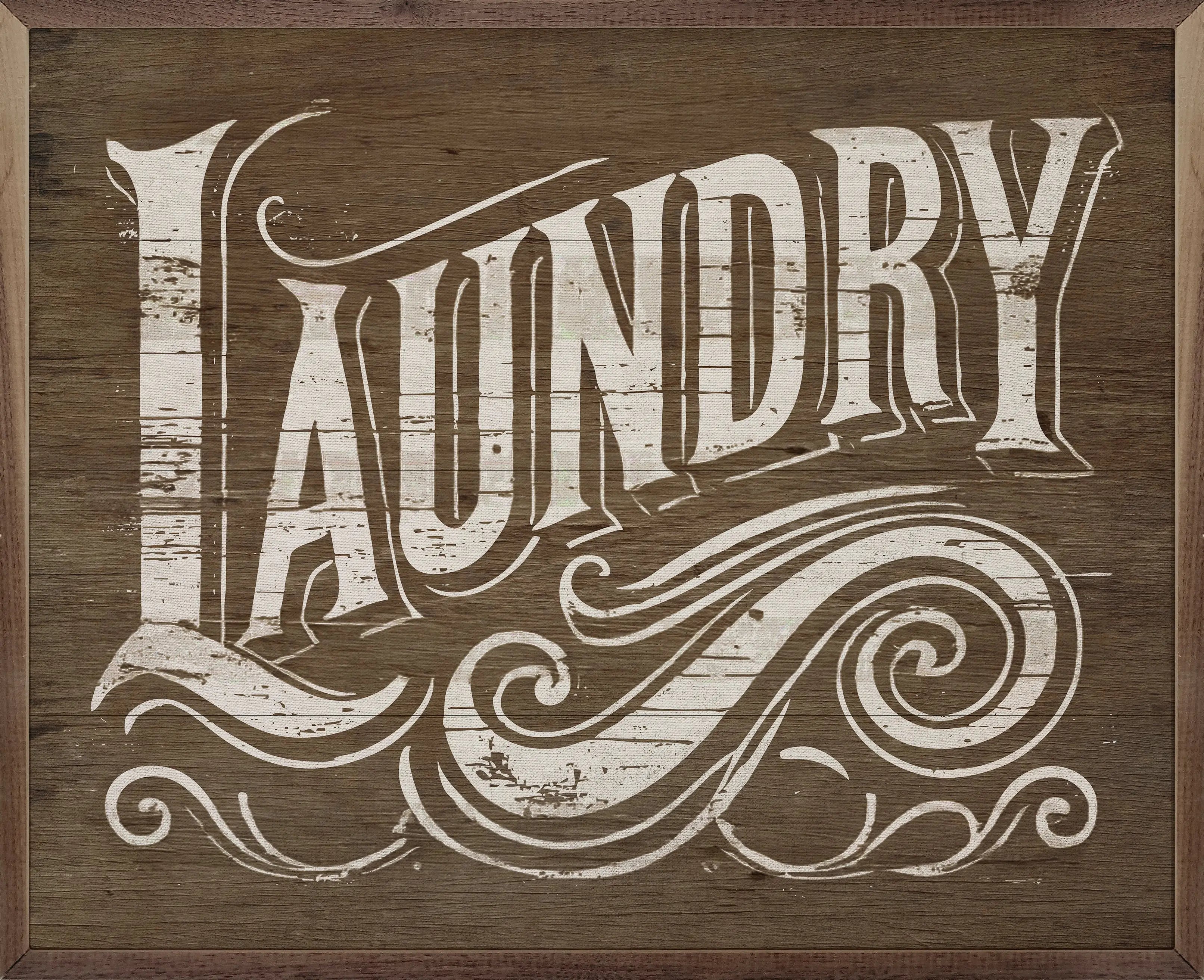 Laundry Scroll Wood Framed Print