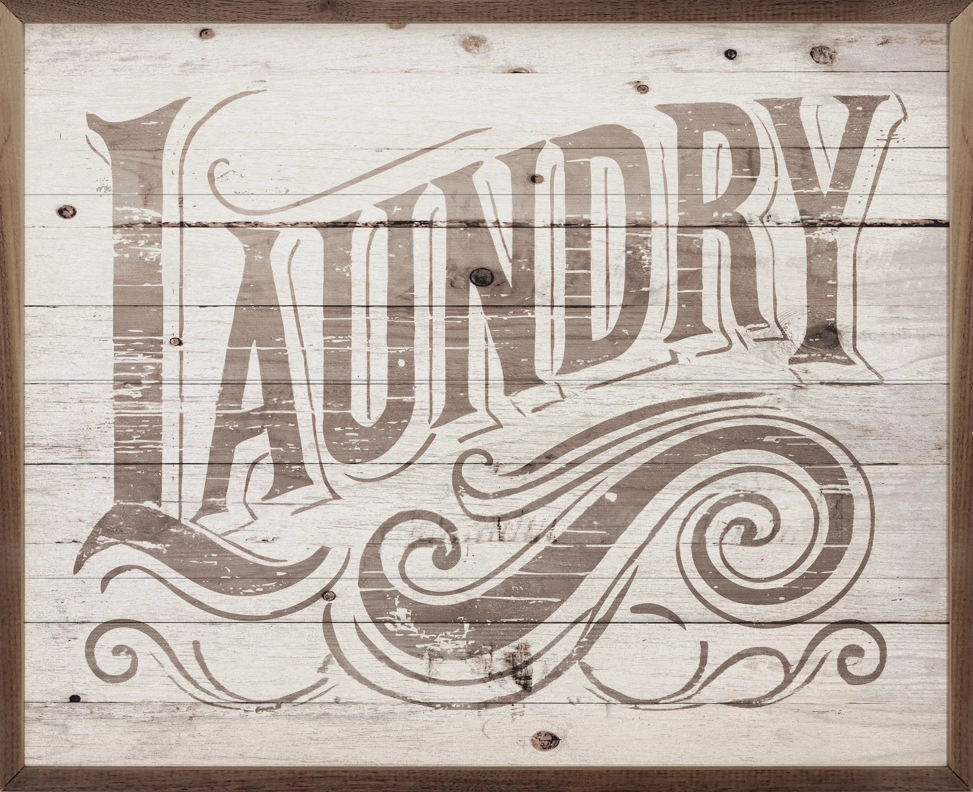 Laundry Scroll Wood Framed Print