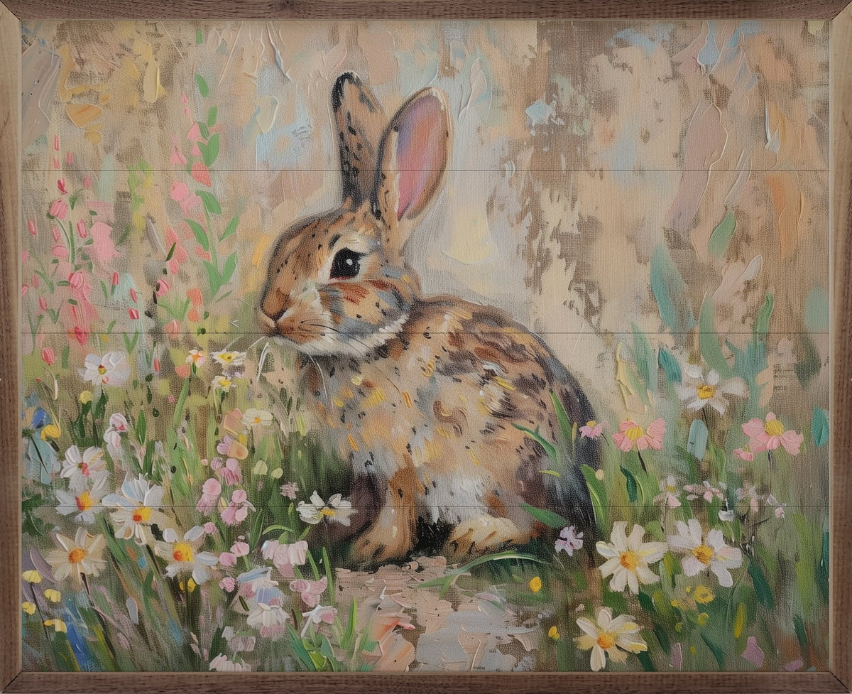 Spring Bunny Wood Framed Print